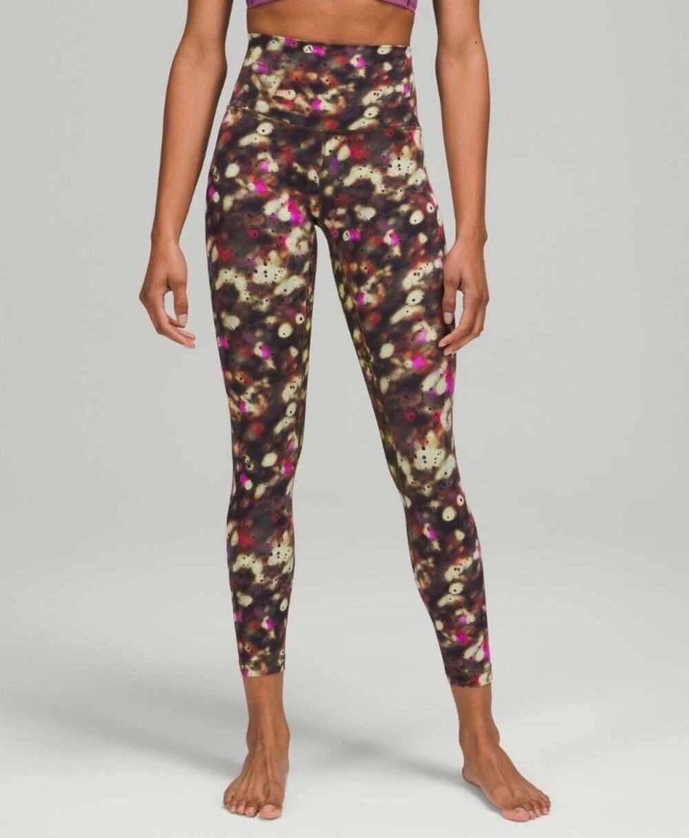 Lululemon Soft Focus Splatter Green Align High Rise Pant 25” Leggings Size 4